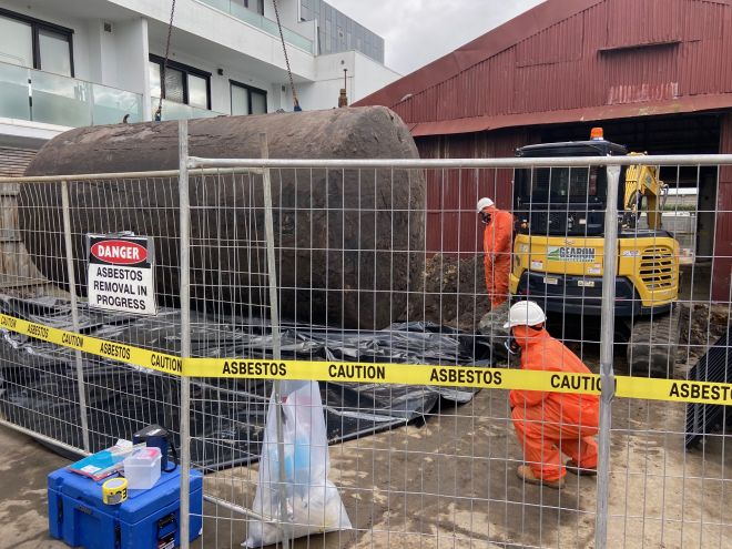 Removal of asbestos coated tanks